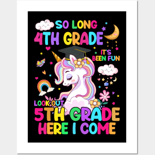 So Long 4th Grade Graduation Class 2024 Unicorn Girls Posters and Art